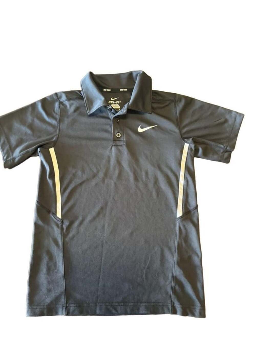 Nike Tennis Dri-Fit Polo Shirt Size M Black Activewear youth h1576